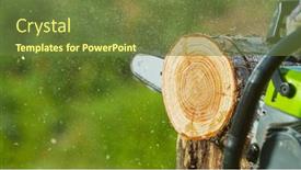  Presentation with wood log - PPT layouts with cutting-wood-log-with-chain background and a tawny brown colored foreground