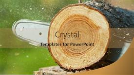  Presentation with wood log - PPT theme featuring cutting-wood-log-with-chain background and a yellow colored foreground