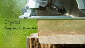  Presentation with wood log - PPT theme featuring cutting-wood-log-with-circular background and a gold colored foreground