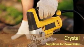  Presentation with saw palmetto - Slides consisting of cutting wood with fret saw background and a red colored foreground