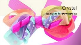  Presentation with colorful movable teeth - PPT layouts having cutting yellow ribbon - colorful crazy hair bow background and a blonde colored foreground