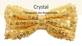  Presentation with fixing his black bow tie - Cool new PPT theme with cutting yellow ribbon - golden bow tie backdrop and a blonde colored foreground