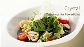  Presentation with ink - Presentation design featuring cuttlefish ink risotto with squids background and a cream colored foreground