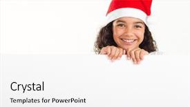  Presentation with hat - Colorful PPT layouts enhanced with cuture - cute little girl wearing santa backdrop and a white colored foreground