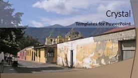  Presentation with guatemala - Amazing PPT theme having cuture - street in antigua guatemala backdrop and a light blue colored foreground