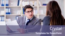  Presentation with meeting - Theme with cv resume - business meeting between businessman background and a ocean colored foreground