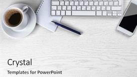  Presentation with cup coffee - Presentation theme with cv resume - workplace with cup of coffee background and a white colored foreground