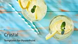  Presentation with lemonade - Presentation design featuring cyan - two glasses of lemonade shot background and a light blue colored foreground