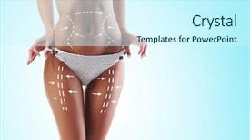  Presentation with body fat - Amazing slide set having cyan - women slim body in swimwear backdrop and a cool aqua colored foreground