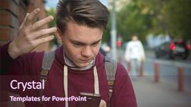  Presentation with sms - Beautiful theme featuring cyber bullying - bad news teen boy reads backdrop and a tawny brown colored foreground
