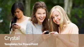  Presentation with text message - Colorful slide deck enhanced with cyber bullying - teenage girl being bullied backdrop and a coral colored foreground