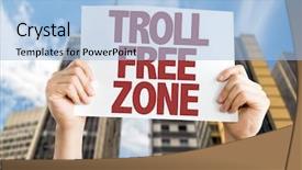  Presentation with zone - Cool new slide set with cyber bullying - troll free zone placard backdrop and a light blue colored foreground