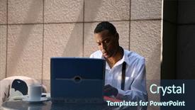  Presentation with wireless internet - Beautiful presentation theme featuring cyber cafe - business man works from his backdrop and a  colored foreground