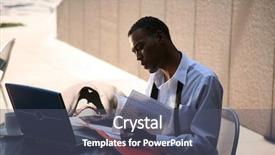  Presentation with wireless internet - PPT theme with cyber cafe - business man works from his background and a  colored foreground