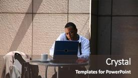  Presentation with wireless internet - Cool new presentation theme with cyber cafe - business man works from his backdrop and a  colored foreground