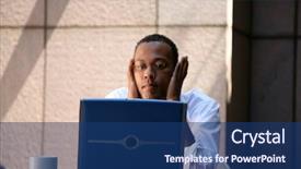  Presentation with wireless internet - PPT theme enhanced with cyber cafe - business man works from his background and a  colored foreground