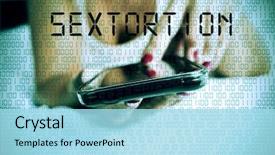  Presentation with cyber crime - Presentation design consisting of cyber crime - closeup of a young caucasian background and a arctic colored foreground