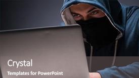  Presentation with computer room - Audience pleasing slide deck consisting of cyber crime - computer hacker working in dark backdrop and a gray colored foreground