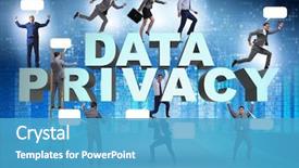  Presentation with data privacy - Audience pleasing presentation design consisting of cyber crime - data privacy protection concept backdrop and a teal colored foreground