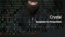  Presentation with hacker - Slide set consisting of cyber crime - hacker in a balaclava background and a dark gray colored foreground