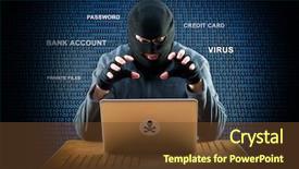  Presentation with hacking - Presentation design featuring cyber crime - hacker is ready to start background and a tawny brown colored foreground