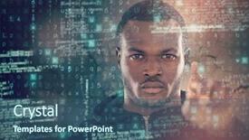  Presentation with digital government - Amazing slide deck having cyber crime - portrait of hacker using digital backdrop and a ocean colored foreground