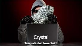  Presentation with hacker - Cool new slide deck with cyber crime - young hacker in a sunglasses backdrop and a wine colored foreground