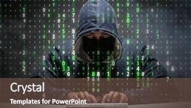  Presentation with data security - Theme consisting of cyber crime - young hacker in data security background and a tawny brown colored foreground