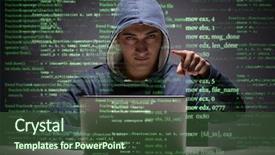  Presentation with data security - Audience pleasing slide deck consisting of cyber crime - young hacker in data security backdrop and a tawny brown colored foreground