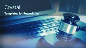  Presentation with cyber crime - PPT theme enhanced with cyber-crime-concept-image-gavel background and a ocean colored foreground
