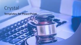  Presentation with cyber crime - Audience pleasing presentation theme consisting of cyber-crime-concept-image-gavel backdrop and a light blue colored foreground