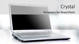  Presentation with modern - Slide set consisting of cyber education - modern laptop isolated on white background and a light gray colored foreground