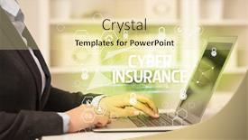  Presentation with data protection - PPT layouts featuring cyber-insurance-inscription-on-laptop background and a lemonade colored foreground