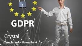  Presentation with personal data - PPT theme featuring cyber law - gdpr or dsgvo concept general background and a dark gray colored foreground
