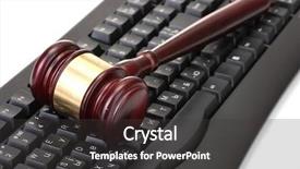 Presentation with cyber - Presentation theme enhanced with cyber law - wooden gavel on keyboard isolated background and a dark gray colored foreground