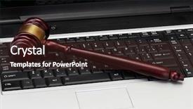  Presentation with gavel - Amazing presentation theme having cyber law - wooden gavel on laptop computer backdrop and a wine colored foreground