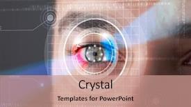  Presentation with cyber - Colorful slide deck enhanced with cyber man with technolgy eye backdrop and a coral colored foreground