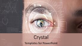  Presentation with cyber security eye - Beautiful PPT layouts featuring cyber man with technolgy eye backdrop and a coral colored foreground
