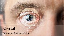  Presentation with human eye - Colorful presentation theme enhanced with cyber man with technolgy eye backdrop and a lemonade colored foreground