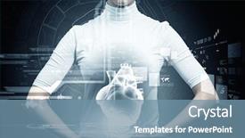  Presentation with science futuristic technology abstract - Audience pleasing presentation theme consisting of cyber medicine - picture of futuristic woman working backdrop and a seafoam green colored foreground