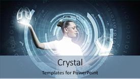  Presentation with cyber - Amazing theme having cyber medicine - picture of futuristic woman working backdrop and a  colored foreground