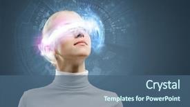  Presentation with hologram - Audience pleasing presentation design consisting of cyber medicine - young woman in white backdrop and a ocean colored foreground