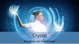  Presentation with sleep and digital media - Presentation design featuring cyber medicine - young woman wearing headphones background and a teal colored foreground