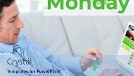  Presentation with online shopping - Slides featuring cyber-monday-text-in-green and a light blue colored foreground