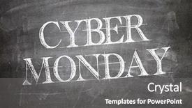  Presentation with cyber - Cool new theme with cyber monday written on blackboard backdrop and a gray colored foreground