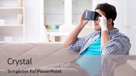  Presentation with virtual hand - Presentation enhanced with cyber physical - man with hand injury wearing background and a light gray colored foreground