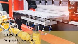  Presentation with arm robot - Beautiful slide deck featuring cyber physical - robotic and automation system control backdrop and a  colored foreground