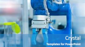  Presentation with robot arm - Presentation theme consisting of cyber physical - robotic and automation system control background and a  colored foreground