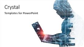  Presentation with information - PPT layouts with cyber risks - hacker man steal information background and a  colored foreground