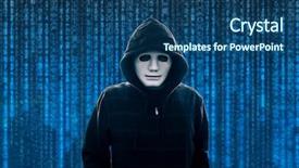 Presentation with hacker white - Theme having cyber risks - hooded computer hacker with white background and a ocean colored foreground